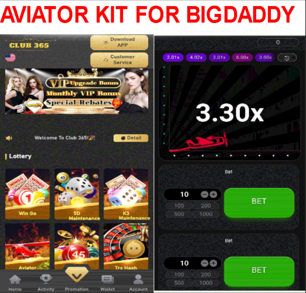 Aviator kit Aviator Api for Bigdaddy or Nodejs Game